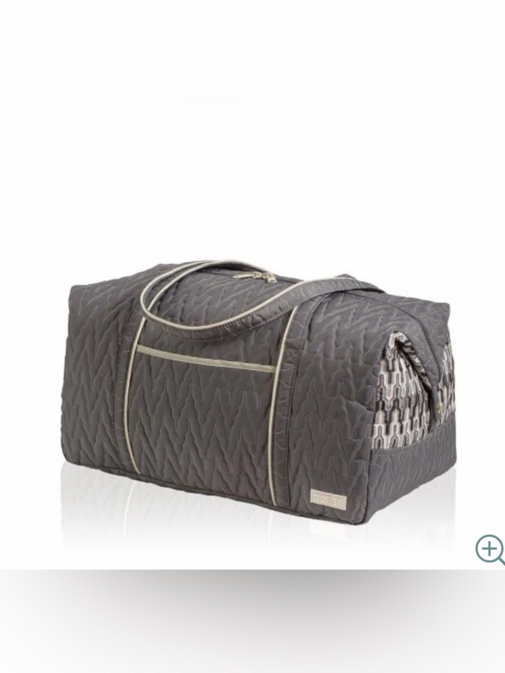 Cinda B Empire Slate duffel bag gray quilted fabric geometric Weekender tote